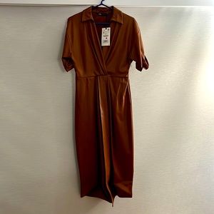 Zara tan leather dress